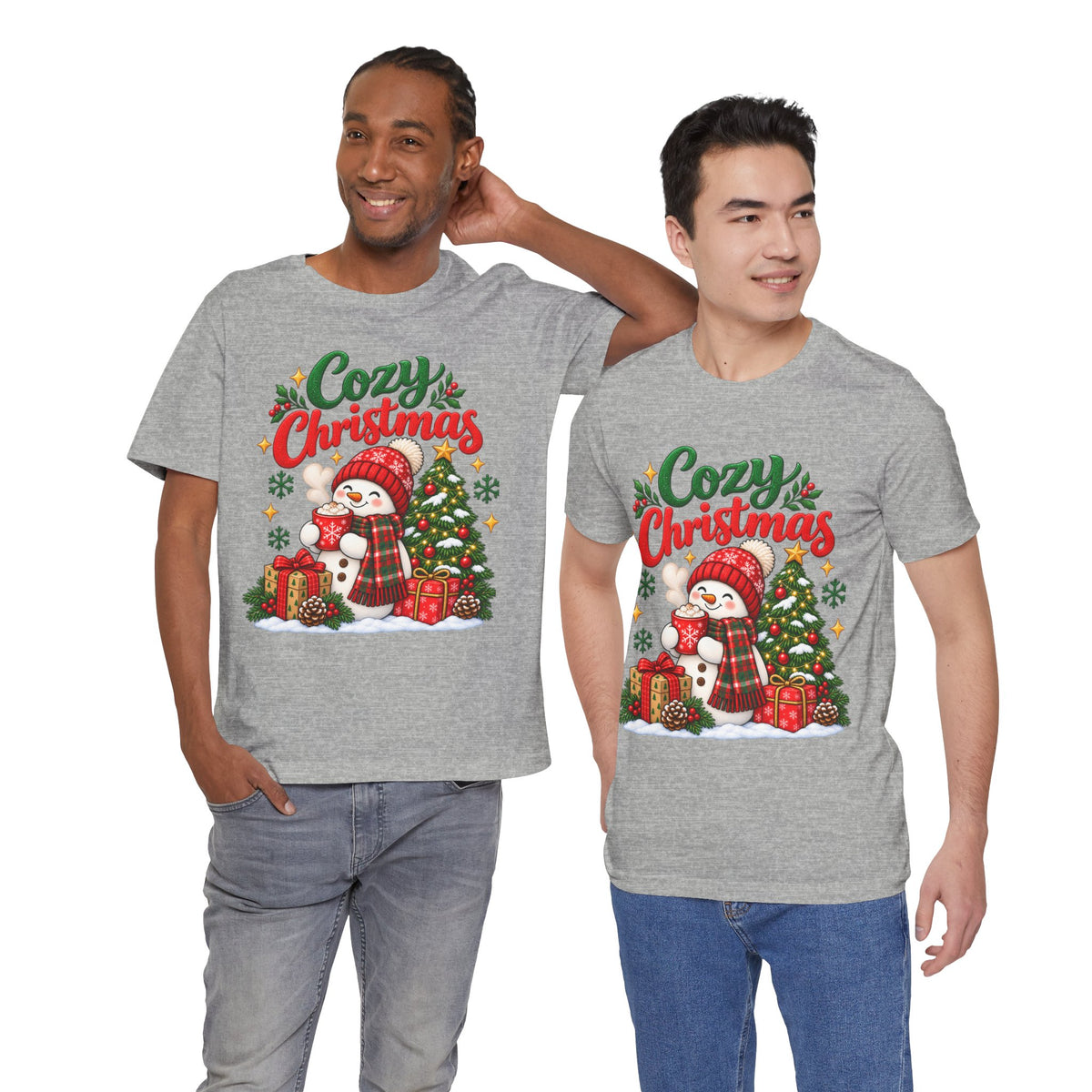 Cozy Christmas Snowman T-Shirt, Unisex Holiday Graphic Tee, Christmas Gift, S–3XL