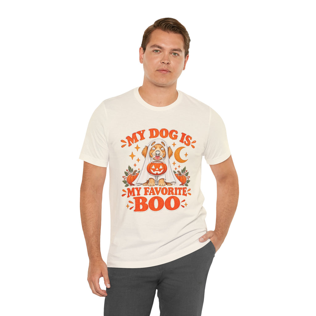 Unisex My Dog Is My Favorite Boo Shirt | Cute Ghost Dog Halloween Tee -