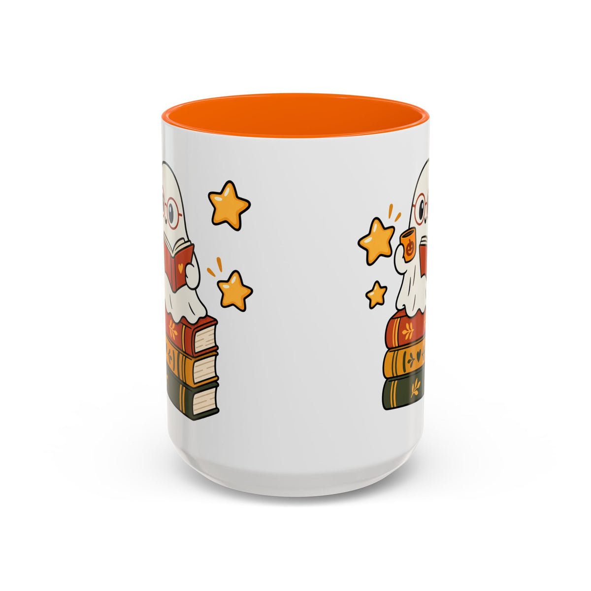 Reading Ghost Coffee Mug — Cute Halloween Book Lover Accent Mug 11oz / 15oz