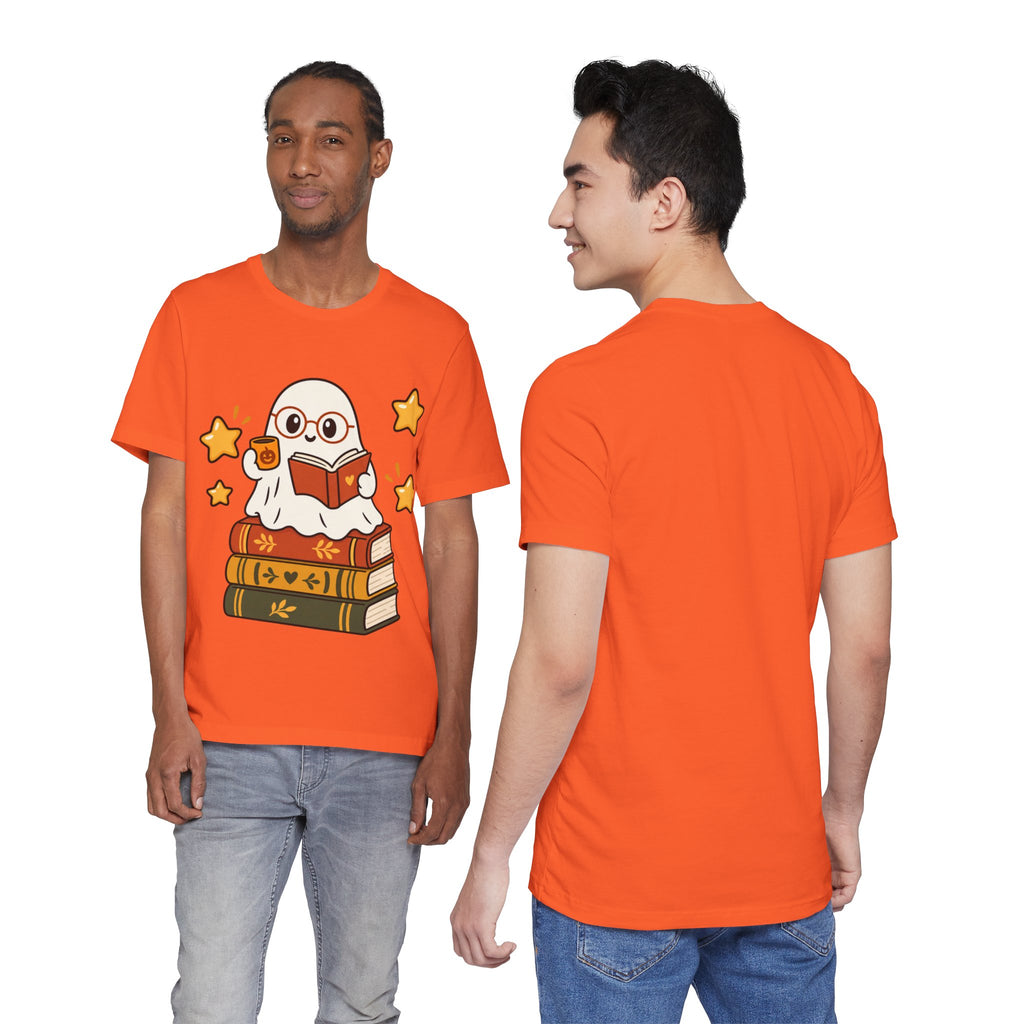 Bookworm Ghost Tee — Cute Reading Ghost with Glasses & Books Shirt