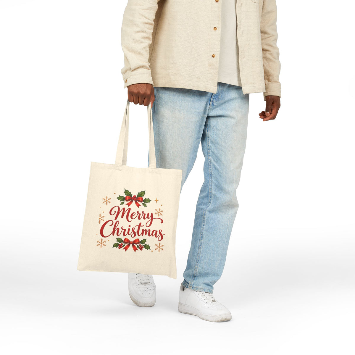 Cozy Christmas Snowman Tote Bag, Christmas Canvas Shopping Bag, Holiday Gift