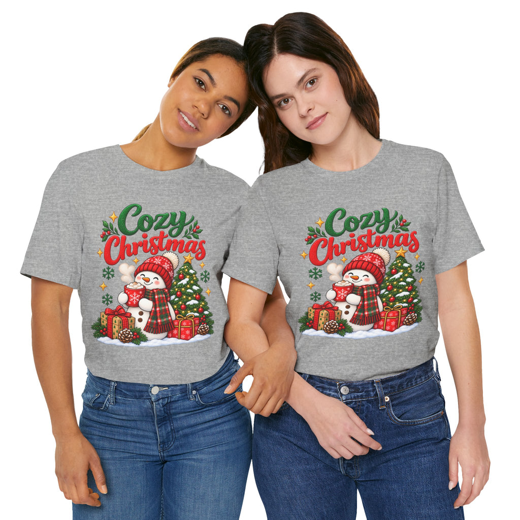 Cozy Christmas Snowman T-Shirt, Unisex Holiday Graphic Tee, Christmas Gift, S–3XL