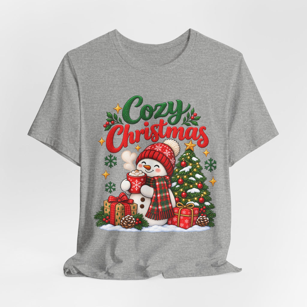 Cozy Christmas Snowman T-Shirt, Unisex Holiday Graphic Tee, Christmas Gift, S–3XL