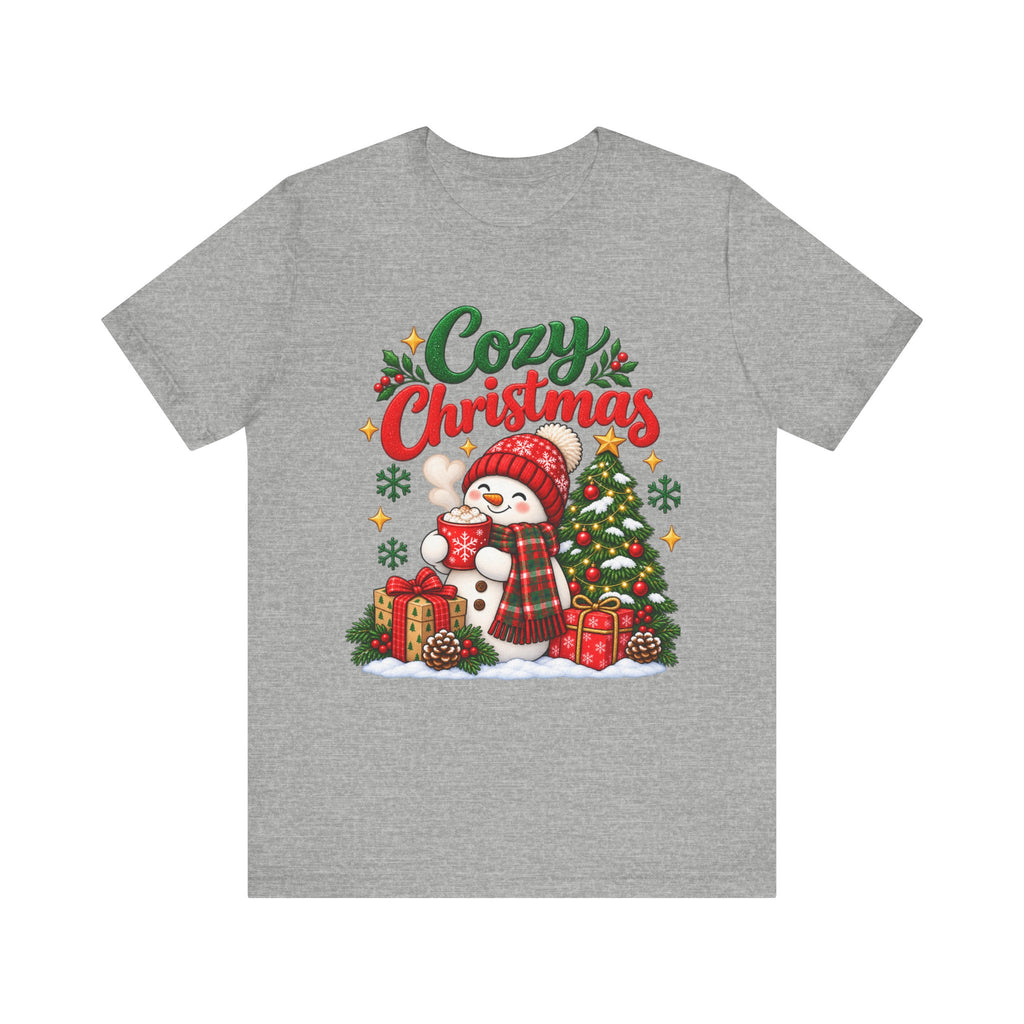 Cozy Christmas Snowman T-Shirt, Unisex Holiday Graphic Tee, Christmas Gift, S–3XL