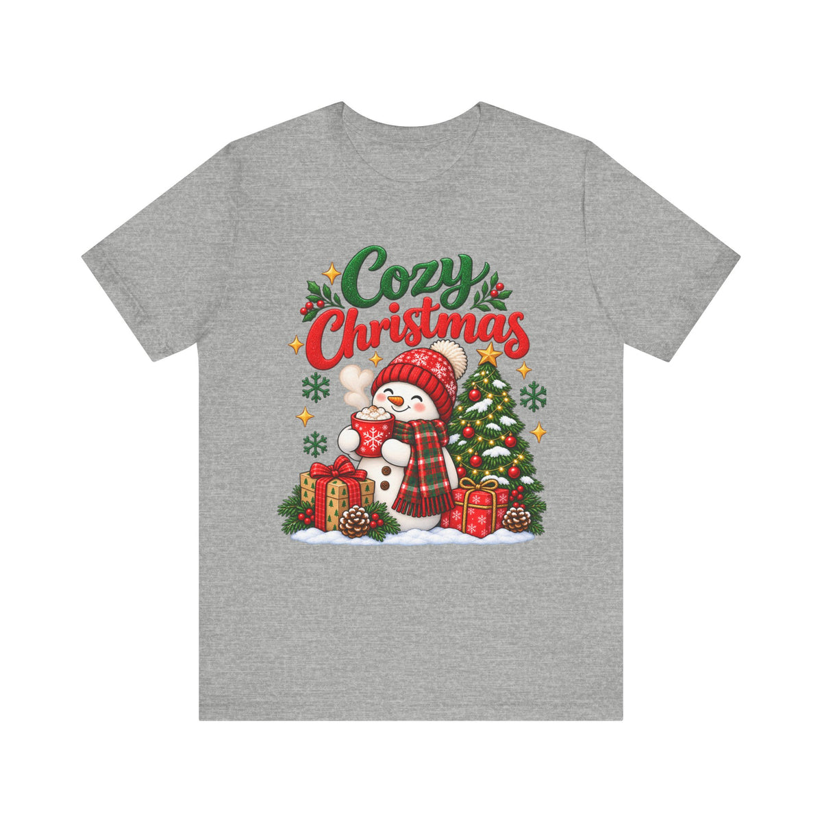 Cozy Christmas Snowman T-Shirt, Unisex Holiday Graphic Tee, Christmas Gift, S–3XL