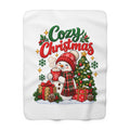 Cozy Christmas Sherpa Blanket 50x60, Snowman Holiday Throw, Soft Fleece Christmas Gift