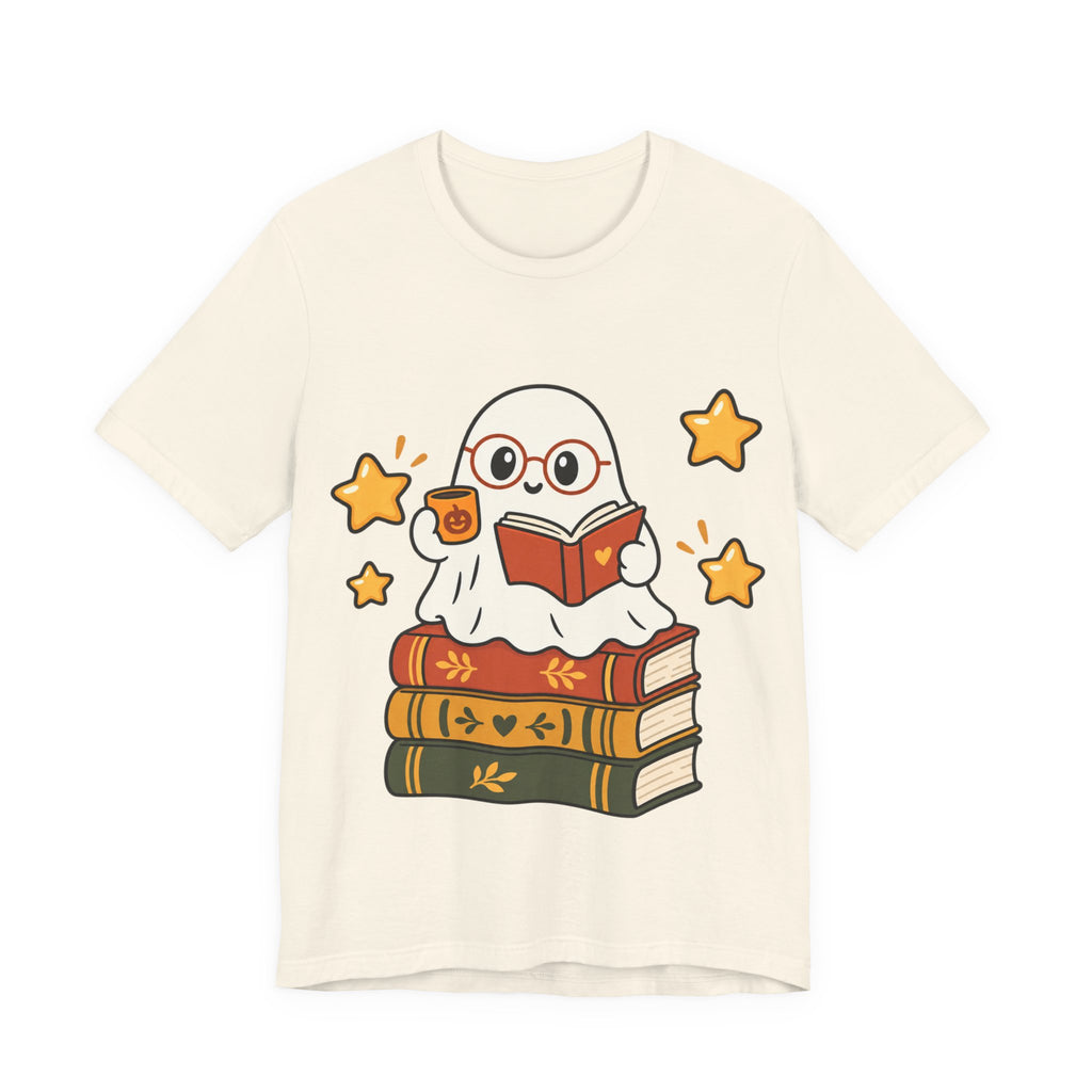 Bookworm Ghost Tee | Cute Reading Ghost with Glasses & Books Shirt