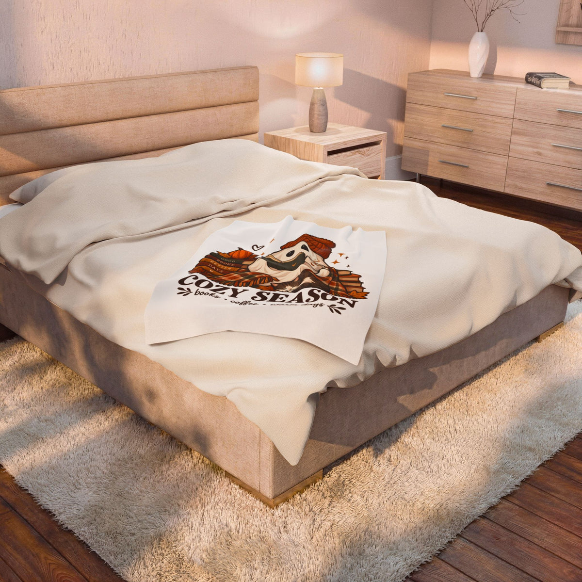 Cozy Season Ghost Blanket - Cute Fall Book Lover Gift