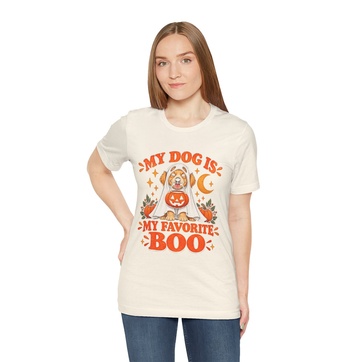 Unisex My Dog Is My Favorite Boo Shirt | Cute Ghost Dog Halloween Tee -
