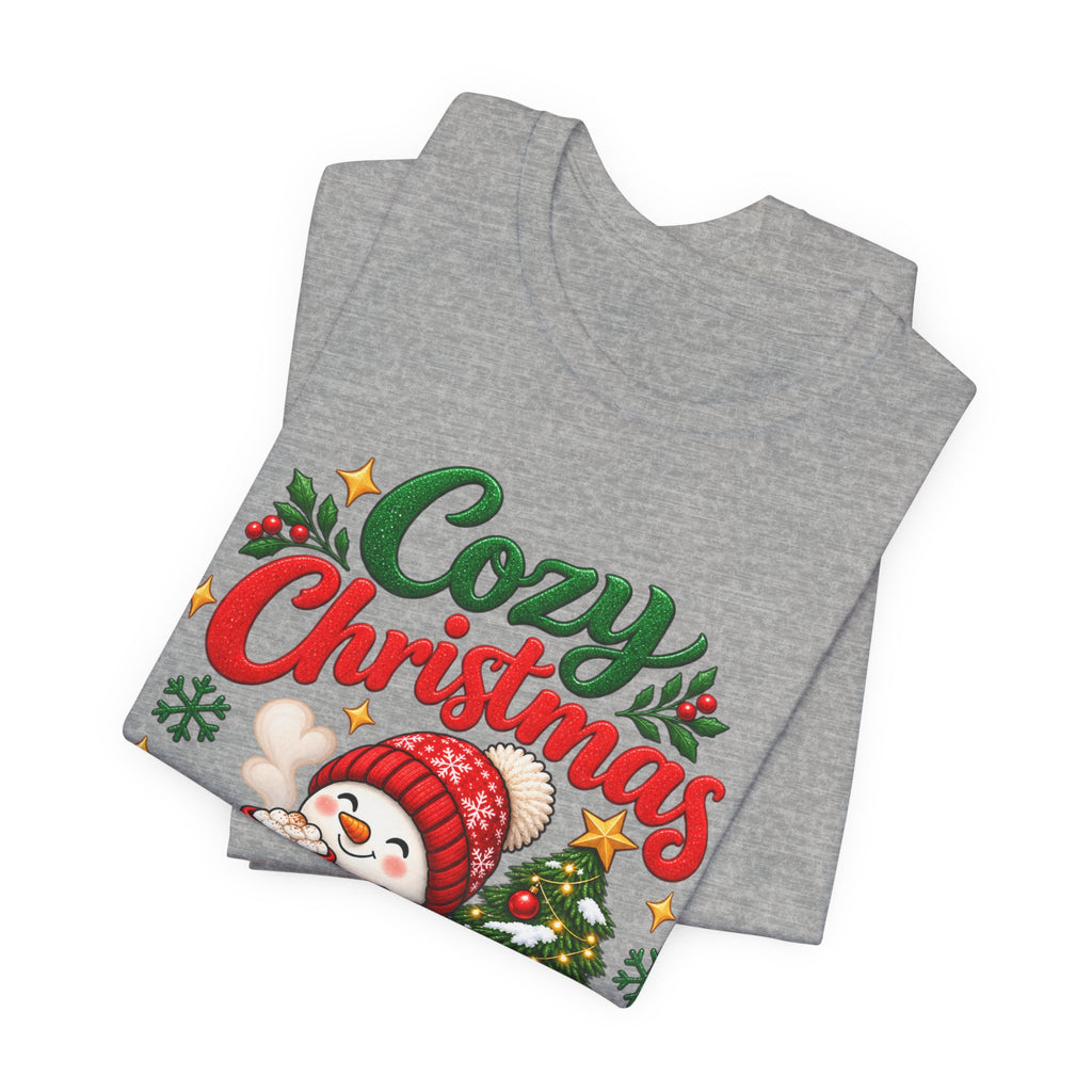 Cozy Christmas Snowman T-Shirt, Unisex Holiday Graphic Tee, Christmas Gift, S–3XL