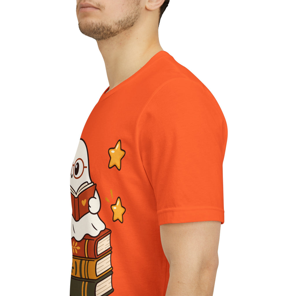 Bookworm Ghost Tee — Cute Reading Ghost with Glasses & Books Shirt