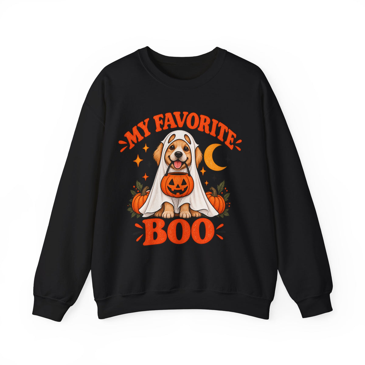 Get into the cozy, spooky spirit with our 'My Dog Is My Favorite Boo' Crewneck Sweatshirt!