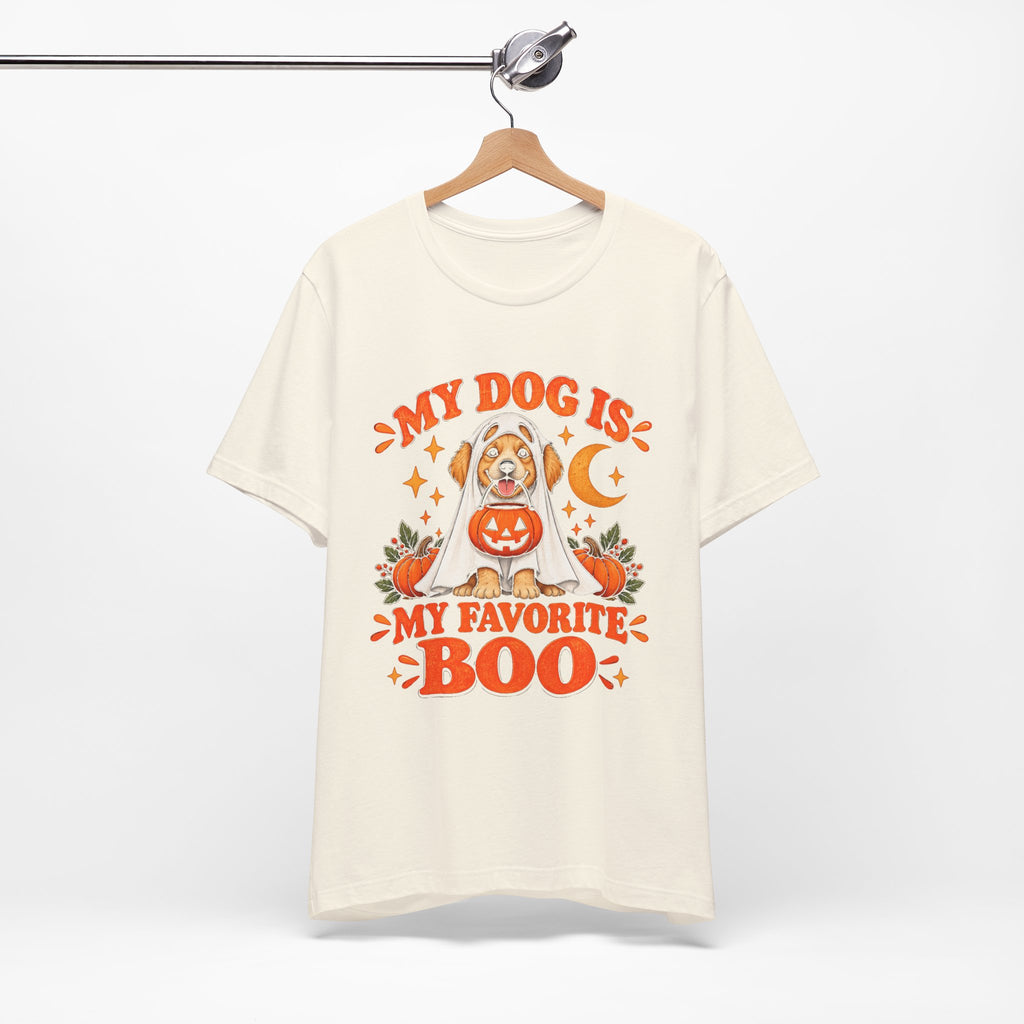 Unisex My Dog Is My Favorite Boo Shirt | Cute Ghost Dog Halloween Tee -