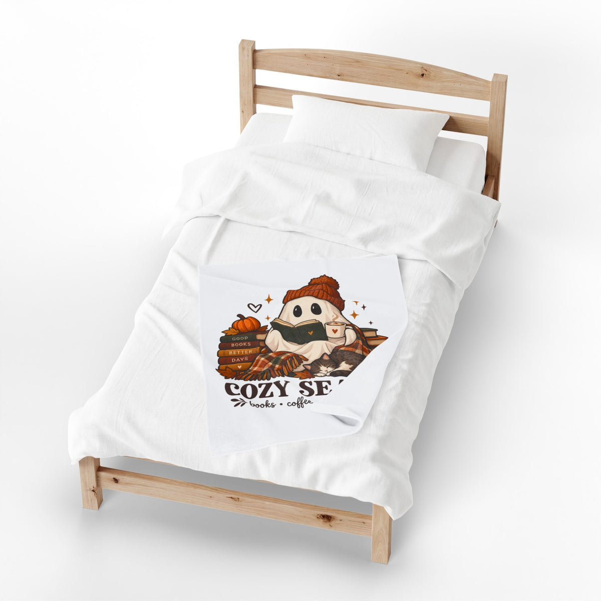 Cozy Season Ghost Blanket - Cute Fall Book Lover Gift