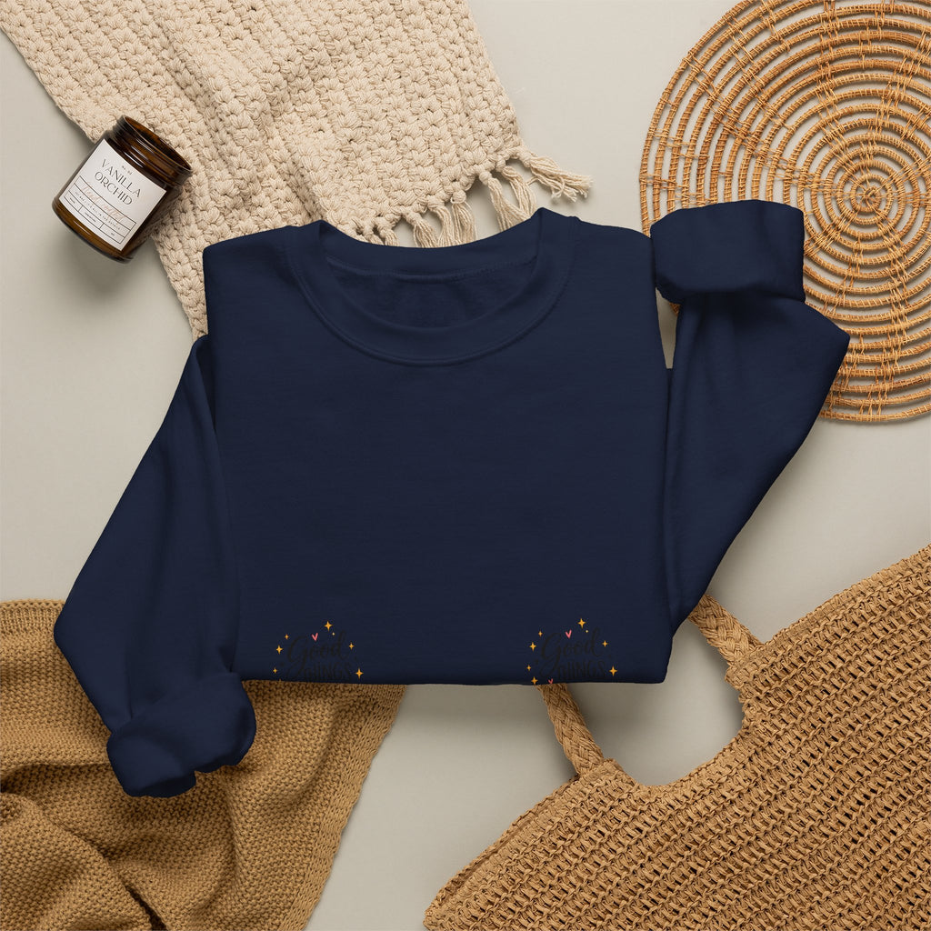 Good Vibes Floral Inspirational Crewneck Sweatshirt