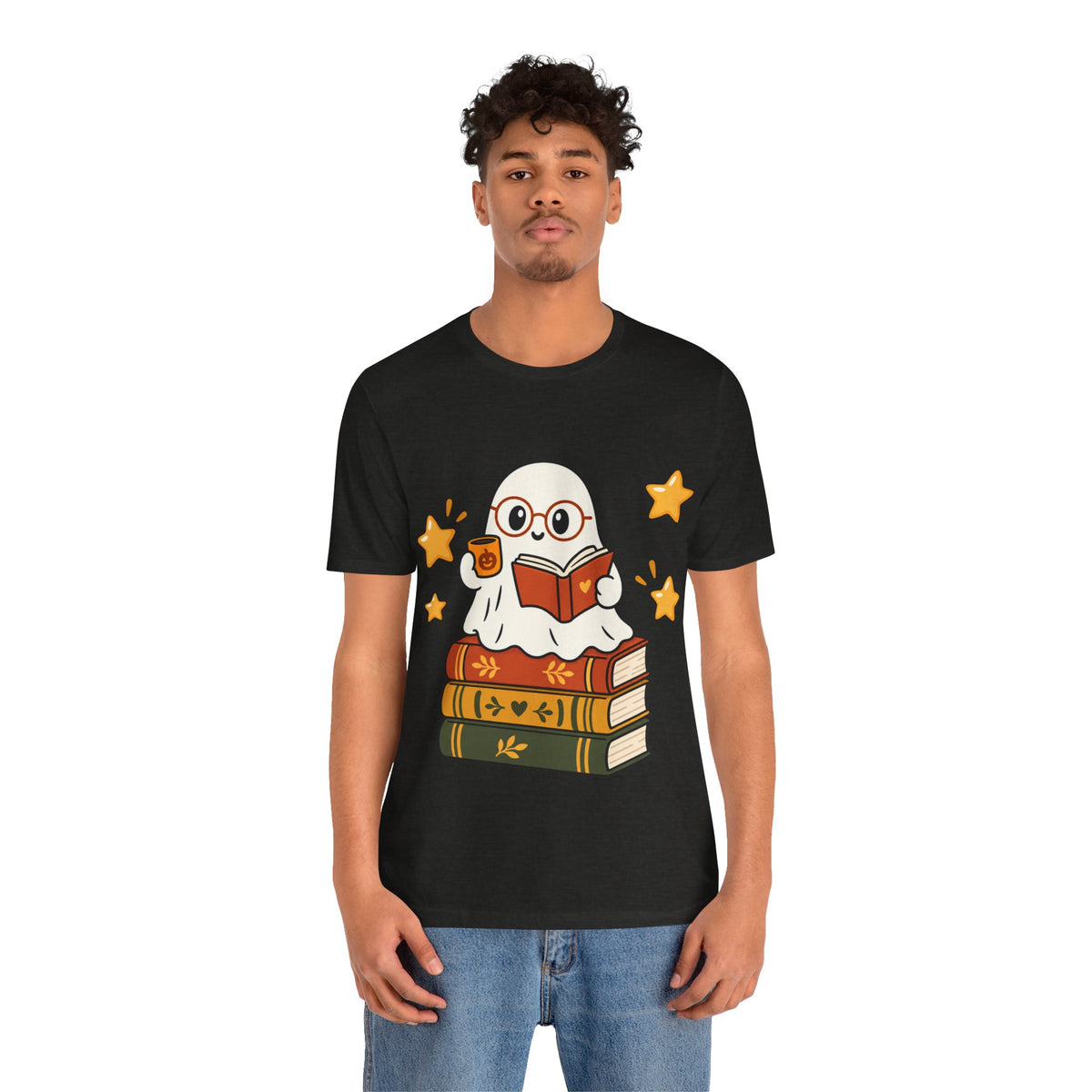 Bookworm Ghost Tee | Cute Reading Ghost with Glasses & Books Shirt