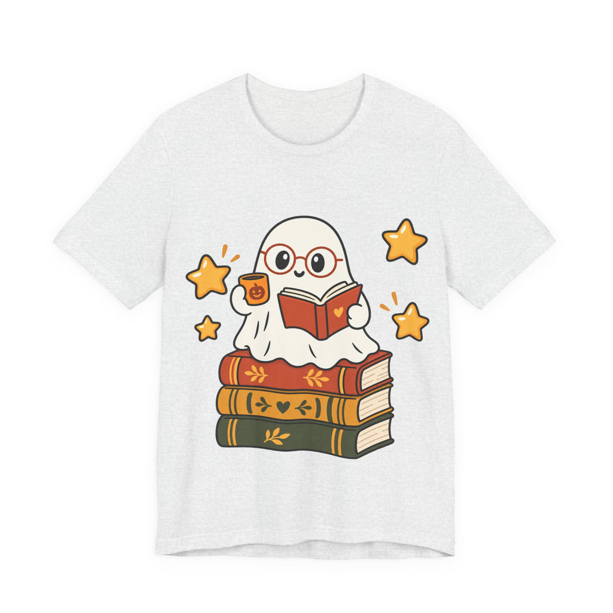 Bookworm Ghost Tee — Cute Reading Ghost with Glasses & Books Shirt