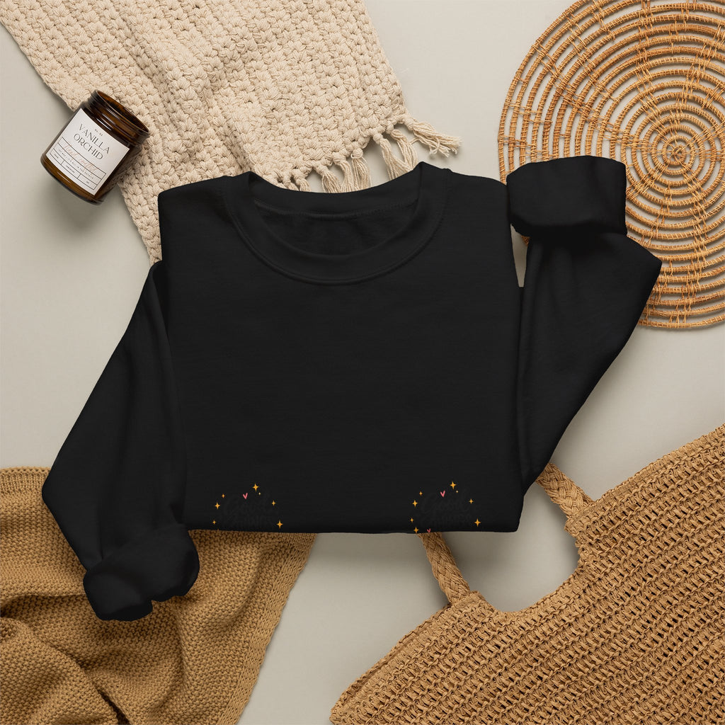 Good Vibes Floral Inspirational Crewneck Sweatshirt