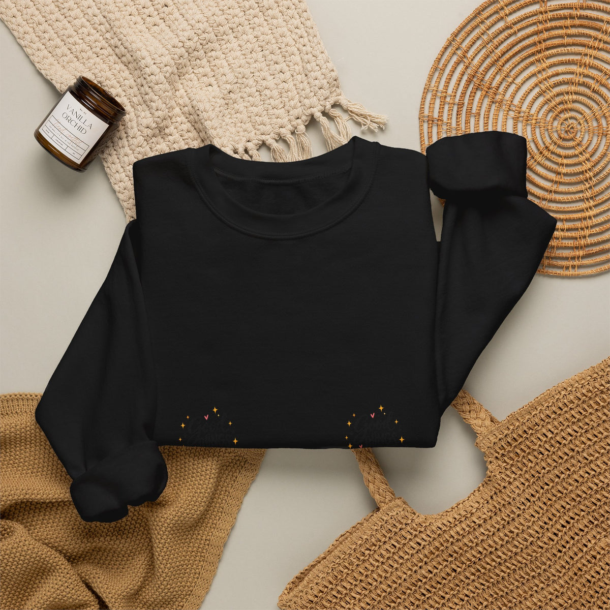 Good Vibes Floral Inspirational Crewneck Sweatshirt