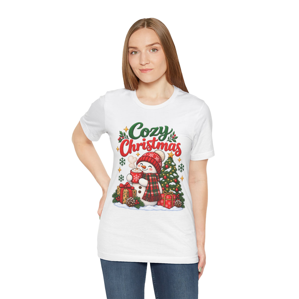 Cozy Christmas Snowman T-Shirt, Unisex Holiday Graphic Tee, Christmas Gift, S–3XL