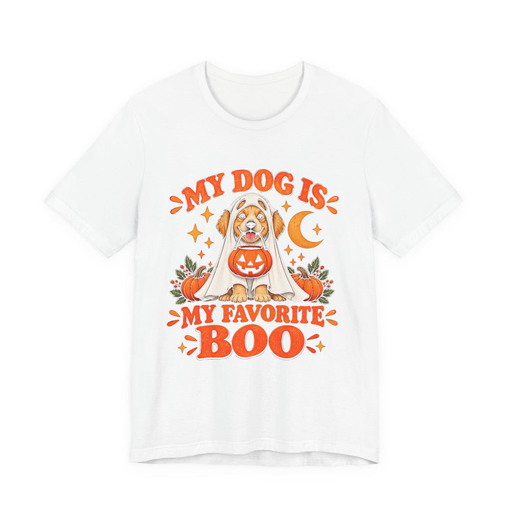 Unisex My Dog Is My Favorite Boo Shirt | Cute Ghost Dog Halloween Tee -
