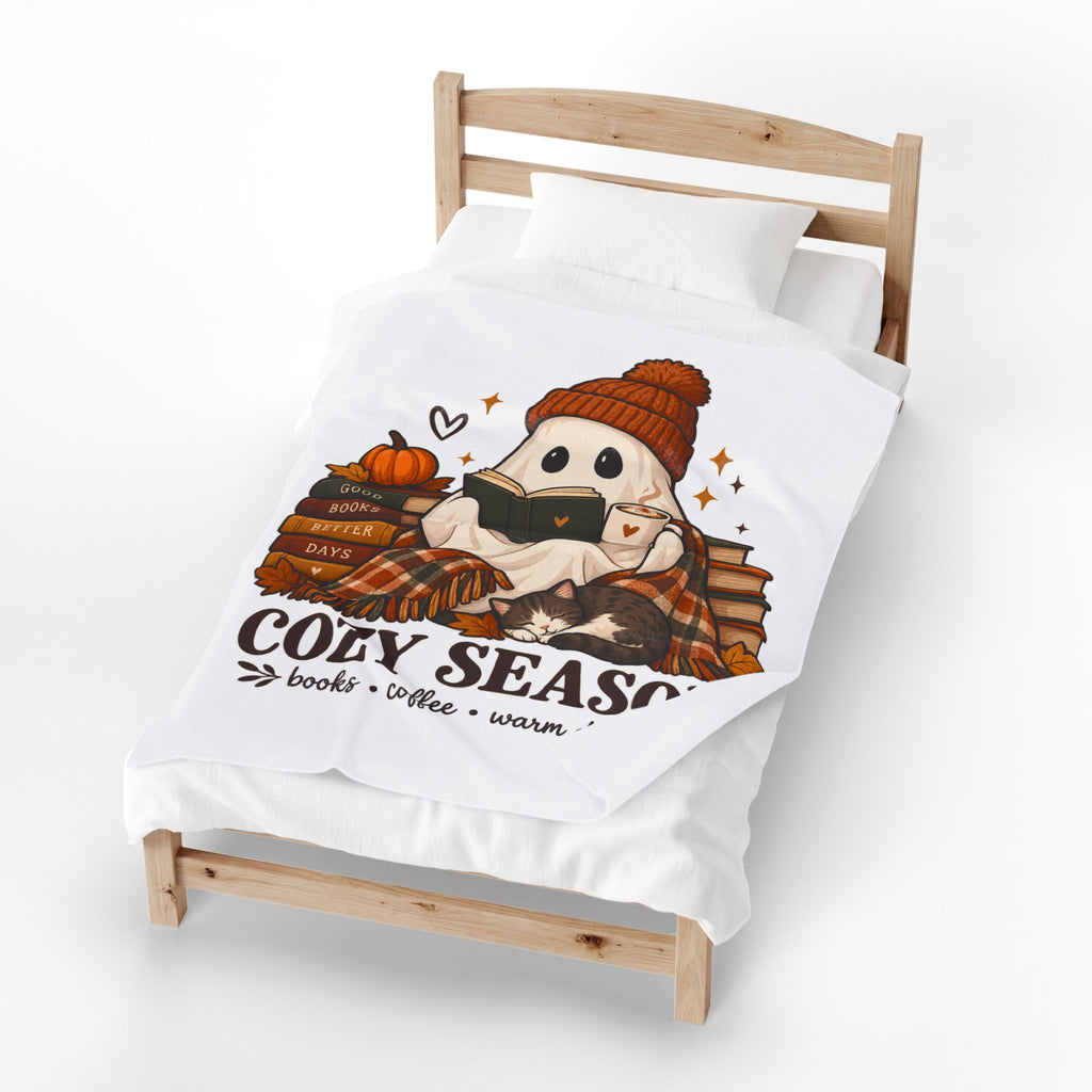 Cozy Season Ghost Blanket - Cute Fall Book Lover Gift