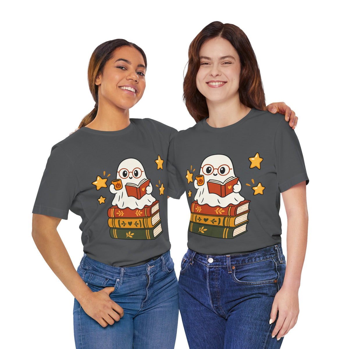 Bookworm Ghost Tee | Cute Reading Ghost with Glasses & Books Shirt