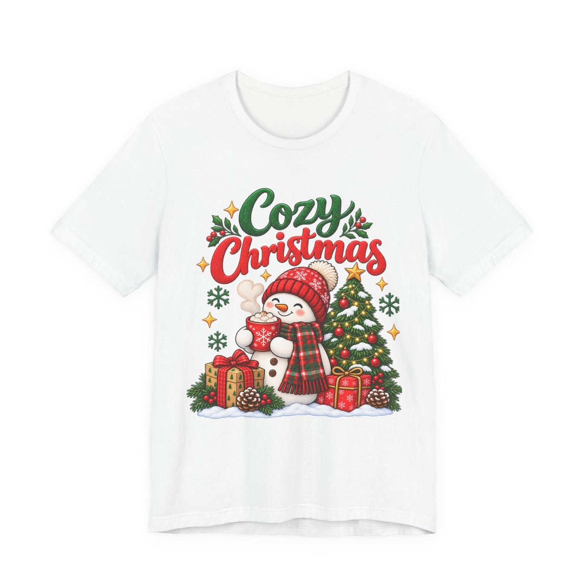 Cozy Christmas Snowman T-Shirt, Unisex Holiday Graphic Tee, Christmas Gift, S–3XL