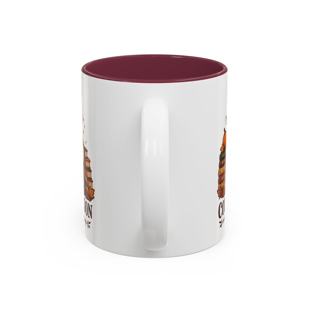 Cozy Season Ghost Accent Mug — Reading Ghost with Cat 11oz/15oz