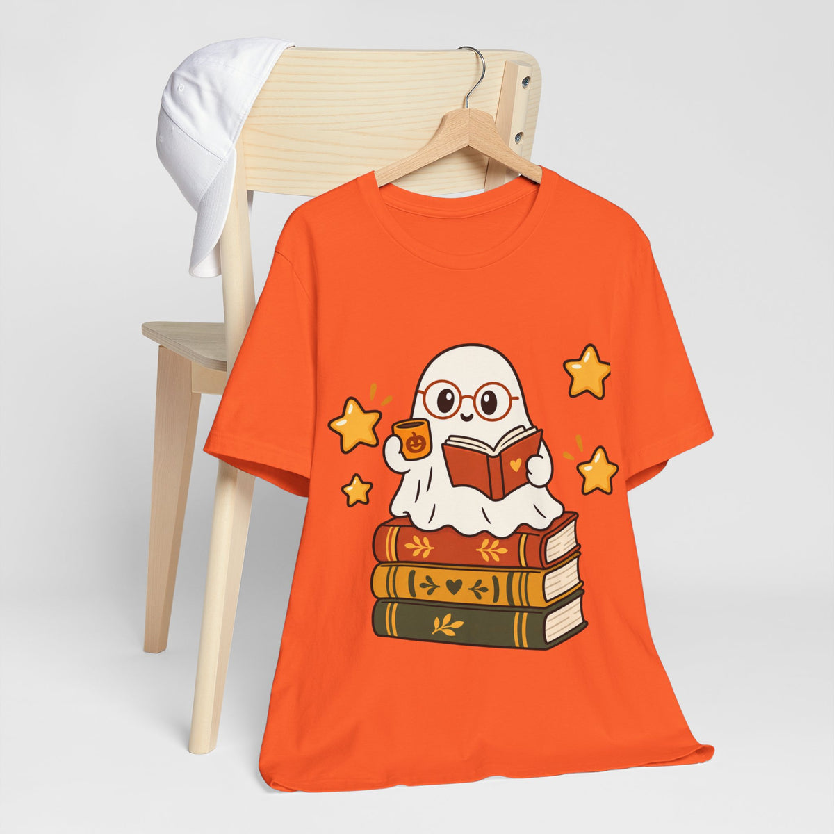 Bookworm Ghost Tee | Cute Reading Ghost with Glasses & Books Shirt