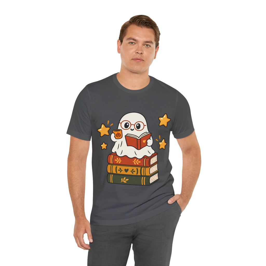 Bookworm Ghost Tee | Cute Reading Ghost with Glasses & Books Shirt