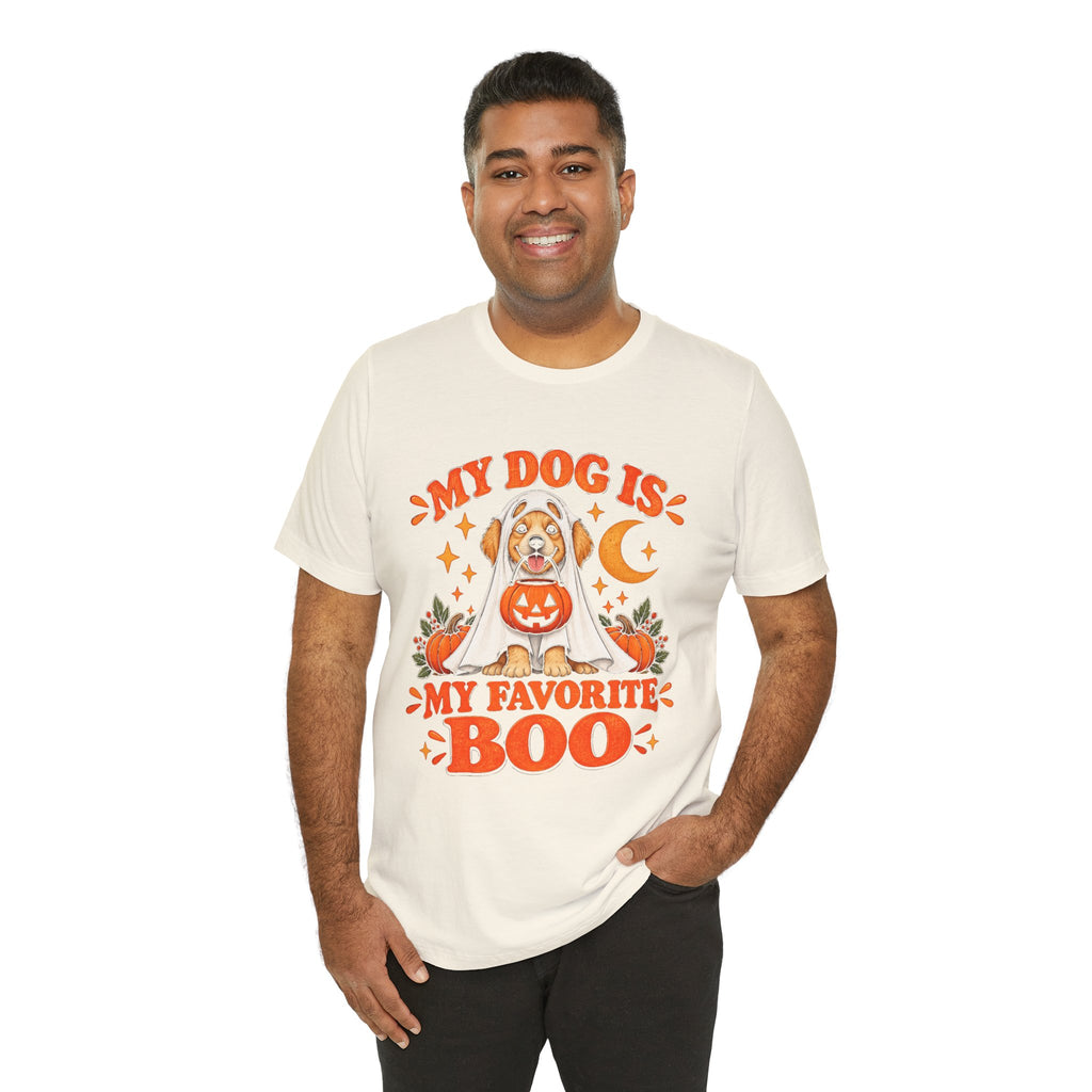 Unisex My Dog Is My Favorite Boo Shirt | Cute Ghost Dog Halloween Tee -