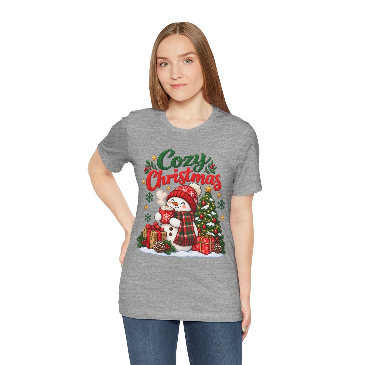 Cozy Christmas Snowman T-Shirt, Unisex Holiday Graphic Tee, Christmas Gift, S–3XL
