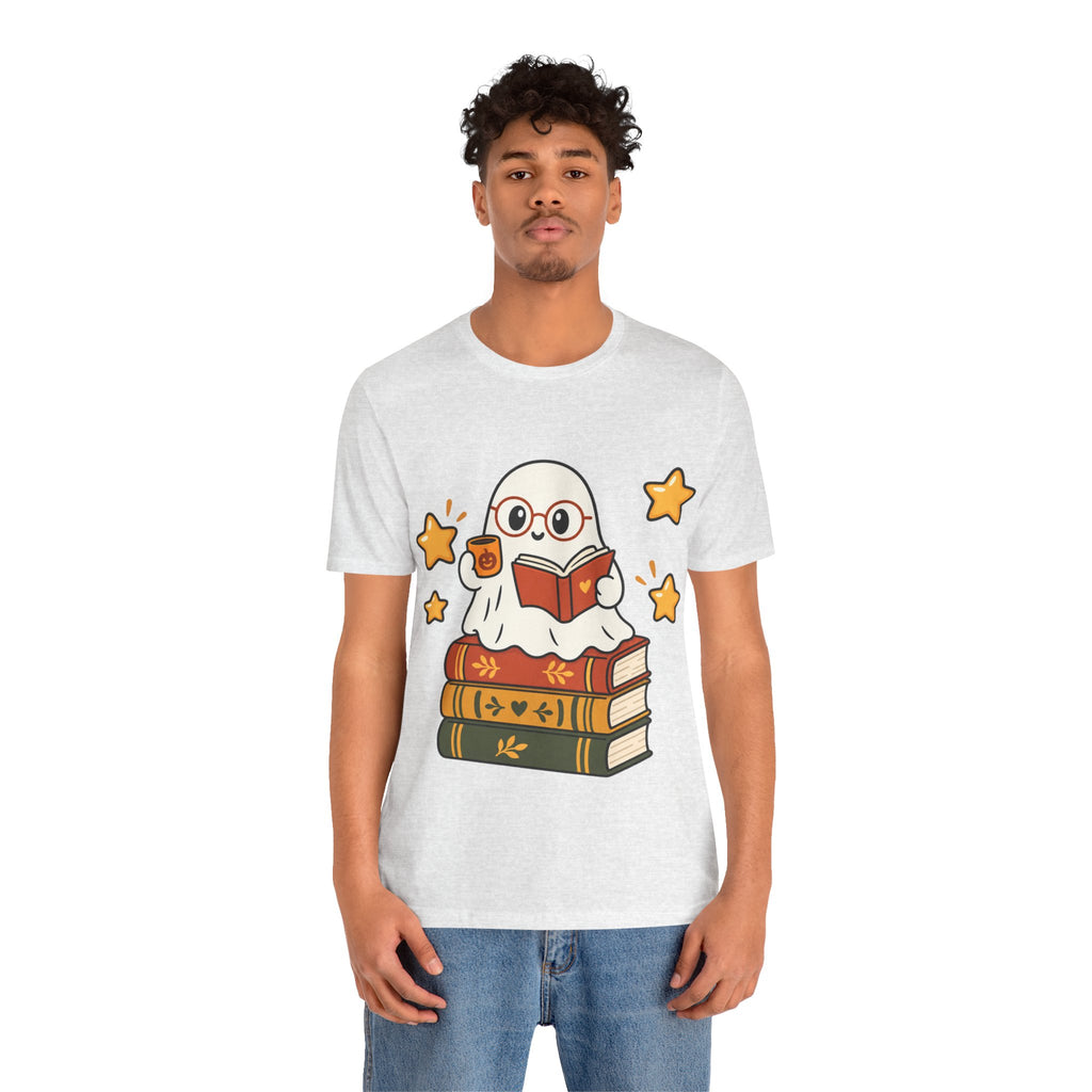 Bookworm Ghost Tee — Cute Reading Ghost with Glasses & Books Shirt