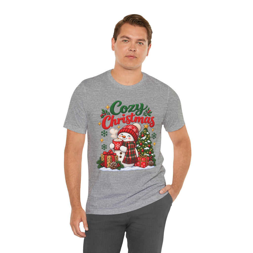 Cozy Christmas Snowman T-Shirt, Unisex Holiday Graphic Tee, Christmas Gift, S–3XL
