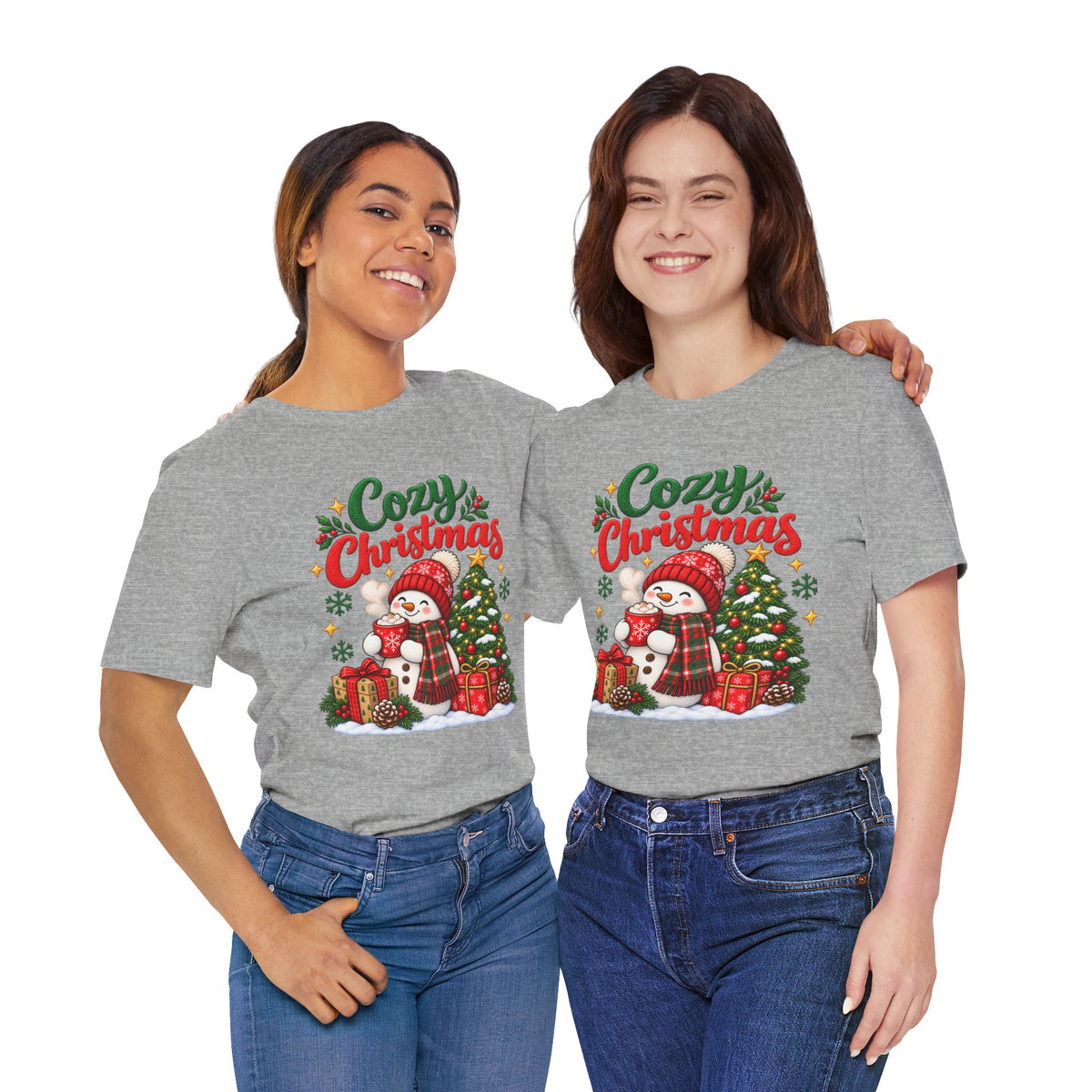 Cozy Christmas Snowman T-Shirt, Unisex Holiday Graphic Tee, Christmas Gift, S–3XL