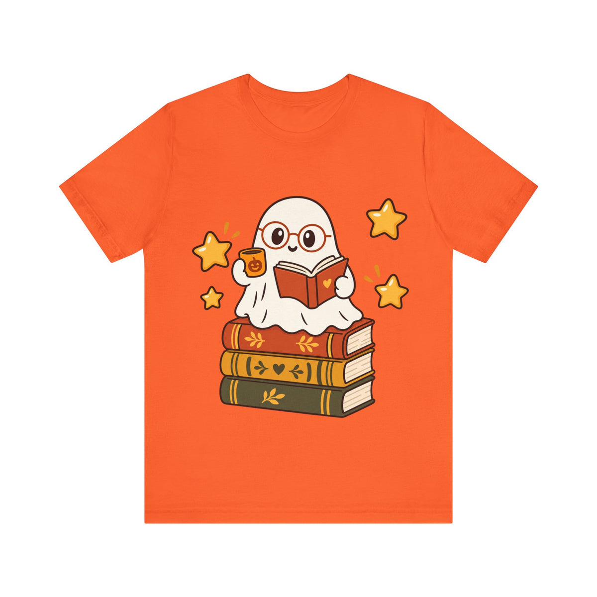 Bookworm Ghost Tee — Cute Reading Ghost with Glasses & Books Shirt