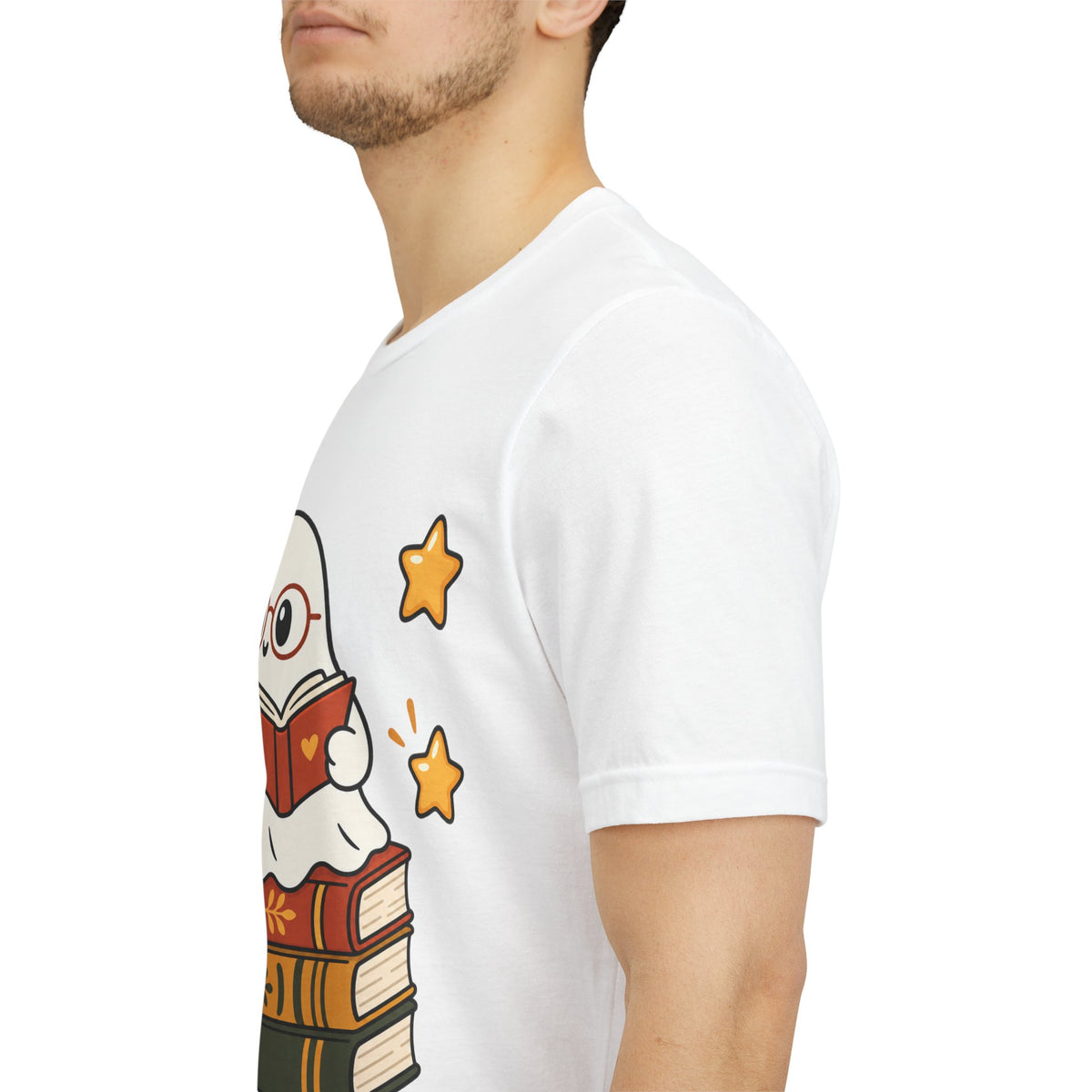 Bookworm Ghost Tee — Cute Reading Ghost with Glasses & Books Shirt