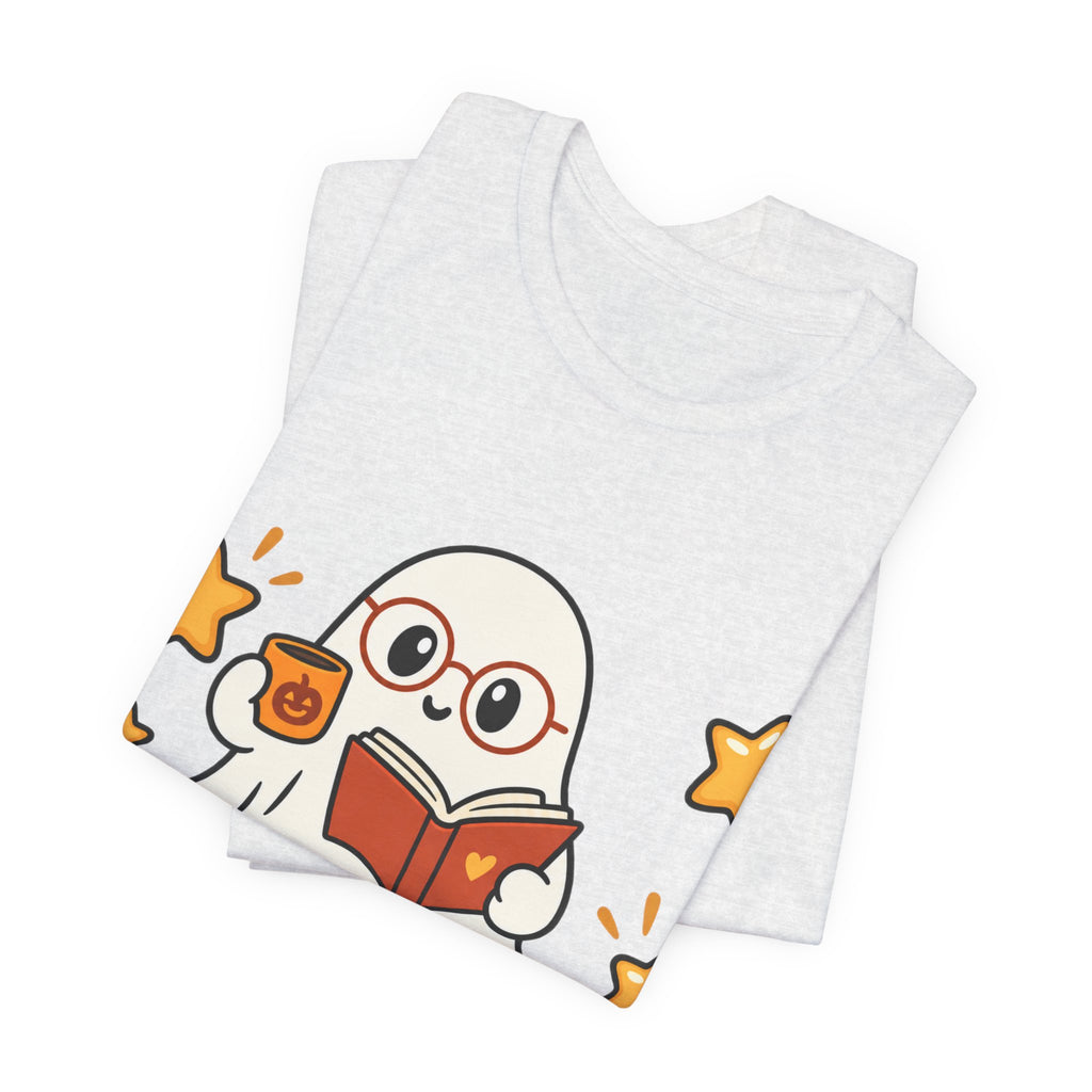 Bookworm Ghost Tee — Cute Reading Ghost with Glasses & Books Shirt