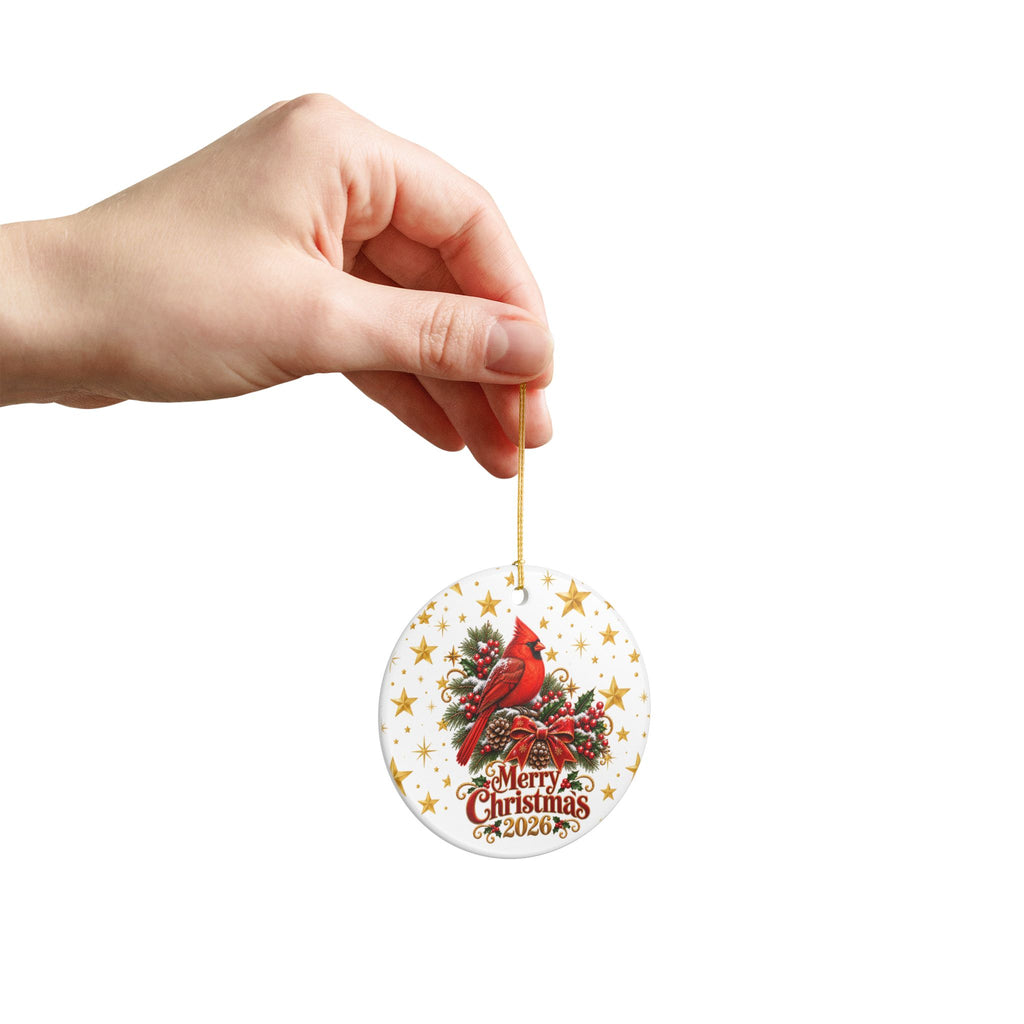 Personalized Cardinal Christmas Ornament 2026 - Premium Double-Sided Ceramic Holiday Decor