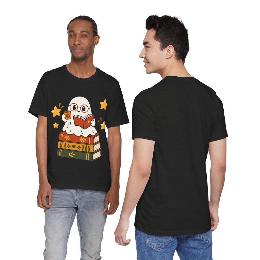 Bookworm Ghost Tee — Cute Reading Ghost with Glasses & Books Shirt