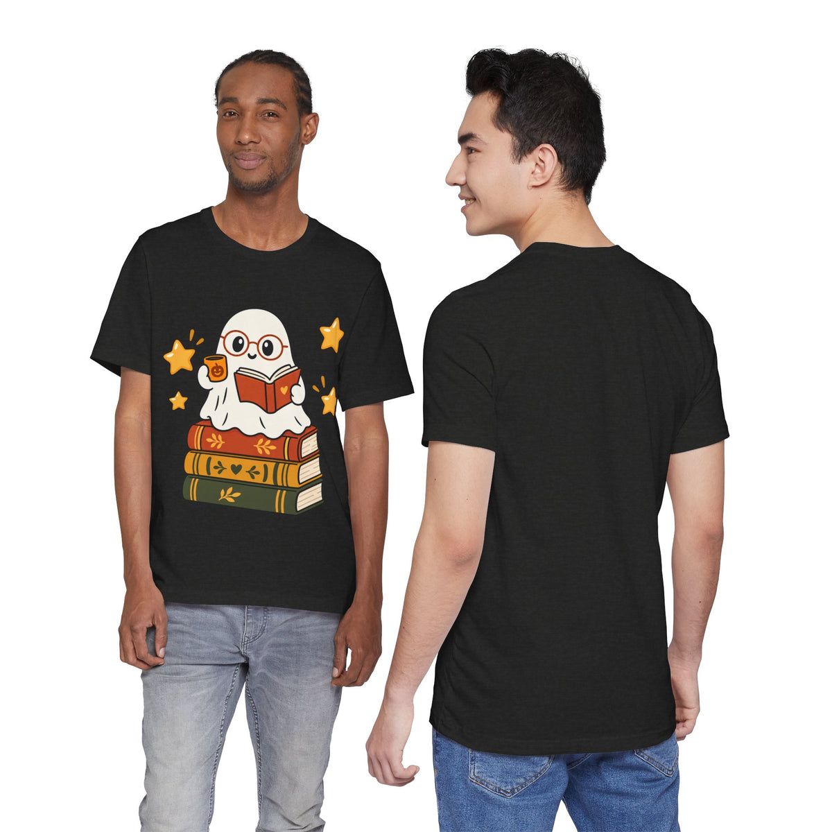 Bookworm Ghost Tee | Cute Reading Ghost with Glasses & Books Shirt